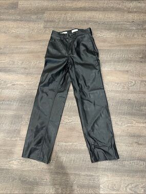 Universal Thread Black Faux Leather Straight Leg Pants